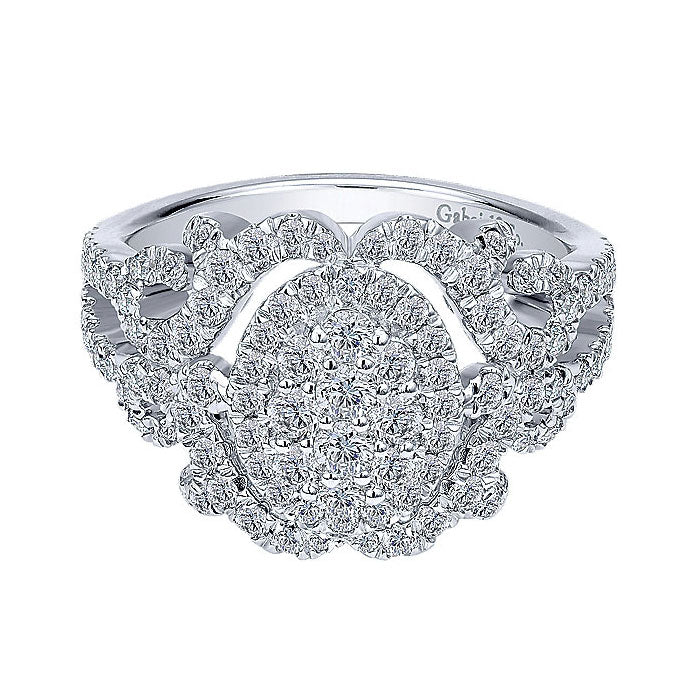 14k White Gold Diamond Fashion Ladies' Ring
