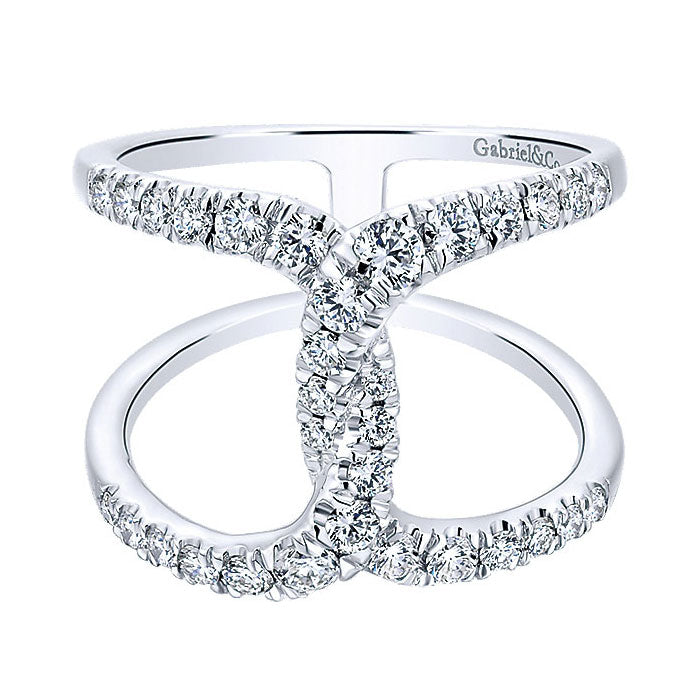 14k White Gold Diamond Fashion Ladies' Ring