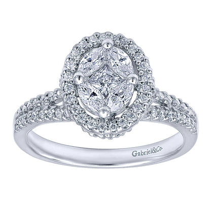 Ladies' Ring 14k White Gold Clustered Diamonds Fashion