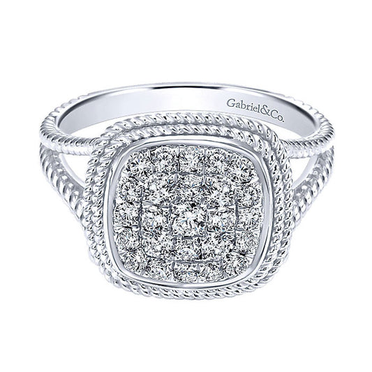 14k White Gold Diamond Fashion Ladies' Ring