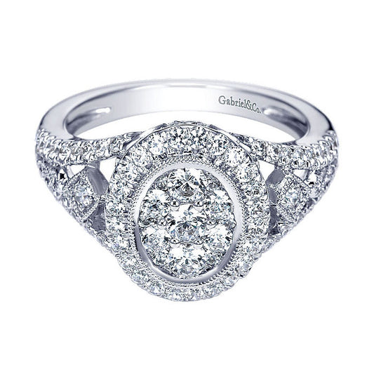 14k White Gold Diamond Fashion Ladies' Ring