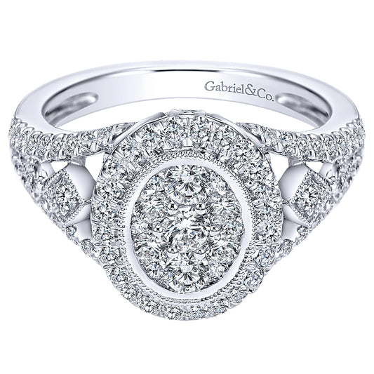 Ladies' Ring 14k White Gold Clustered Diamonds Fashion