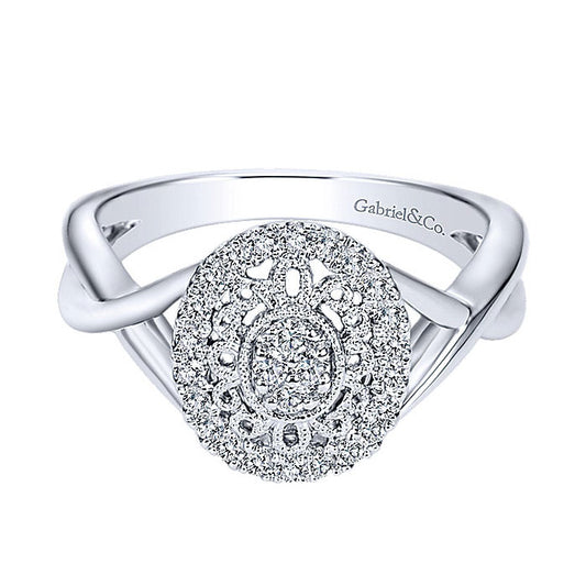 14k White Gold Diamond Fashion Ladies' Ring