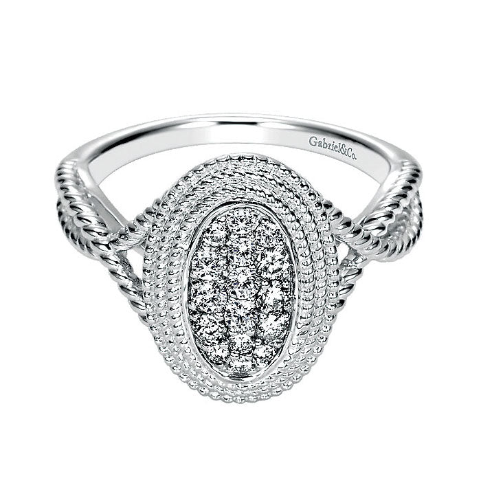 14k White Gold Diamond Fashion Ladies' Ring