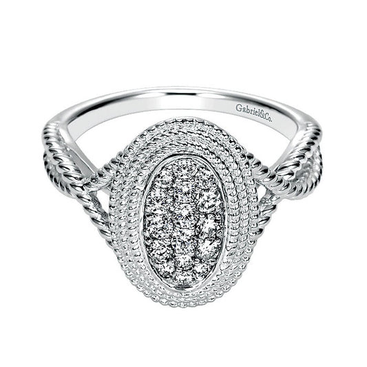14k White Gold Diamond Fashion Ladies' Ring