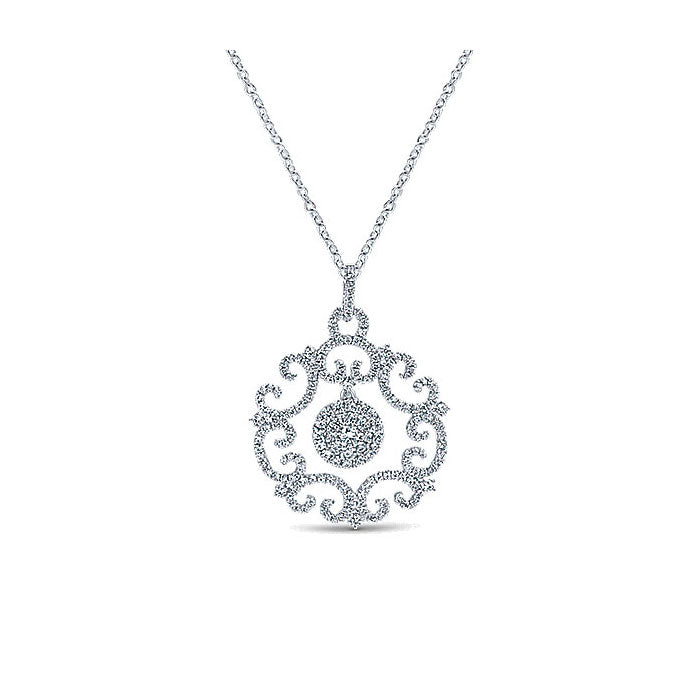 14k White Gold Diamond Fashion Necklace