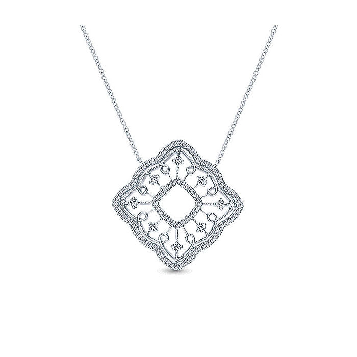 14k White Gold Diamond Fashion Necklace