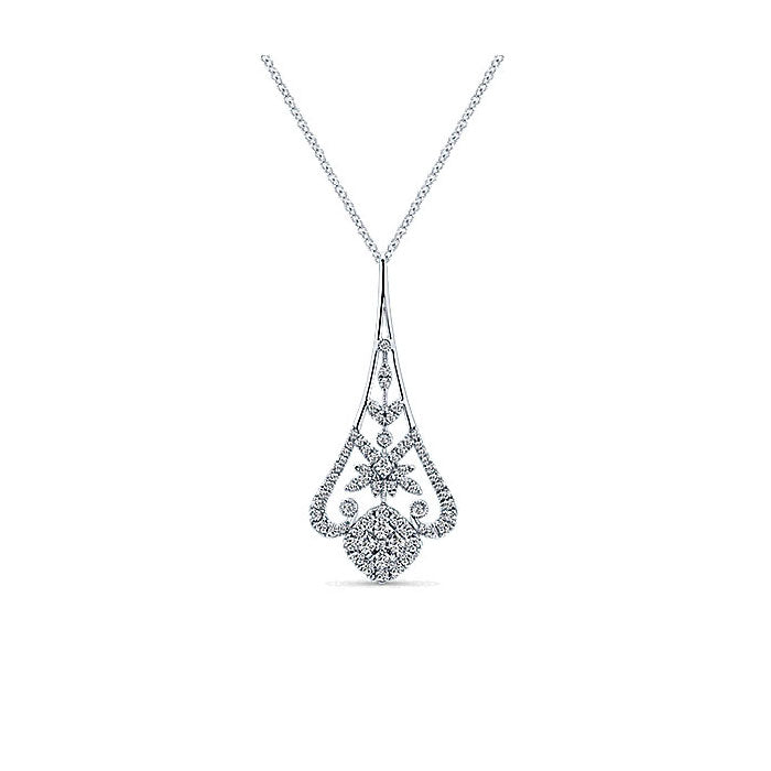 14k White Gold Diamond Fashion Necklace