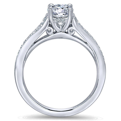 14K White Gold Diamond Four Prong Straight Channel 14K White Gold Engagement Ring ER12276R3W44Jj