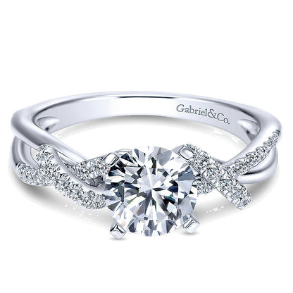 Engagement Ring 14k White Gold Diamond Free Form
