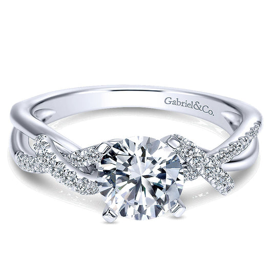 Engagement Ring 14k White Gold Diamond Free Form