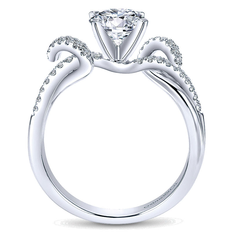 Engagement Ring 14k White Gold Diamond Free Form