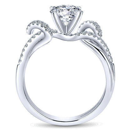 Engagement Ring 14k White Gold Diamond Free Form