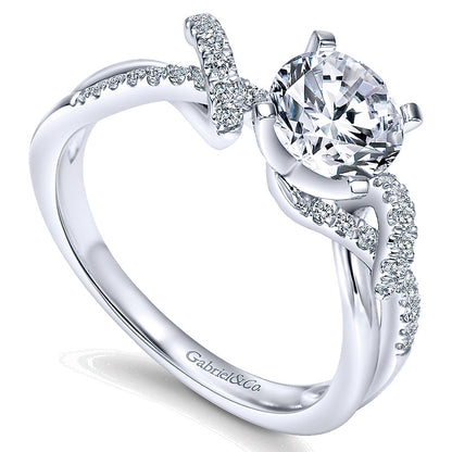 Engagement Ring 14k White Gold Diamond Free Form
