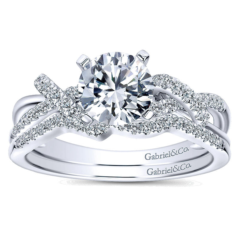 Engagement Ring 14k White Gold Diamond Free Form
