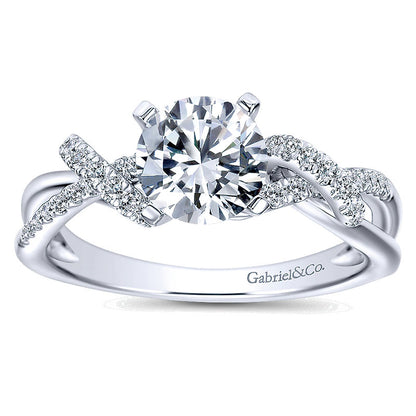 Engagement Ring 14k White Gold Diamond Free Form