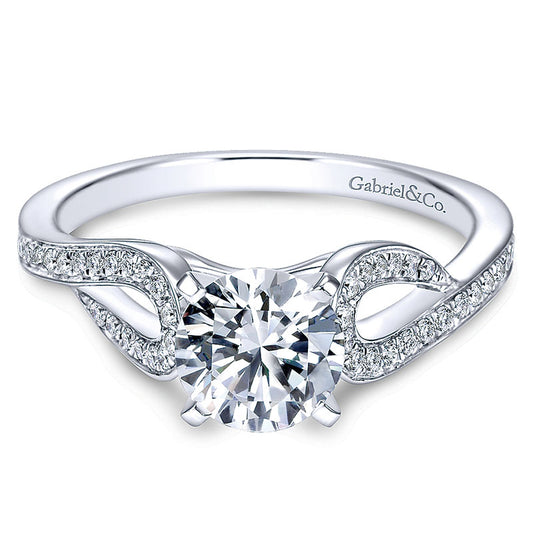 Engagement Ring 14k White Gold Diamond Free Form
