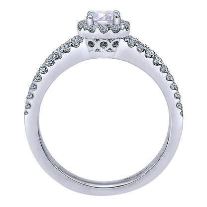 Engagement Ring 14k White Gold Diamond Halo