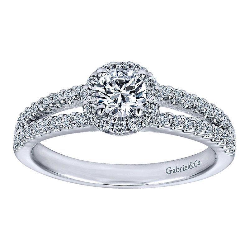 Engagement Ring 14k White Gold Diamond Halo