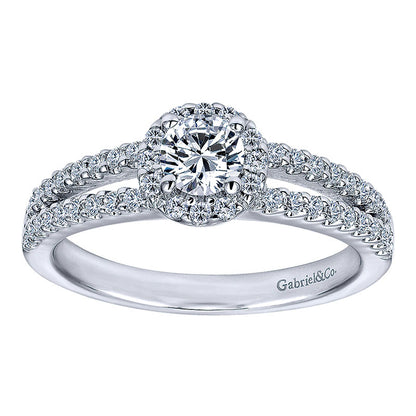 Engagement Ring 14k White Gold Diamond Halo