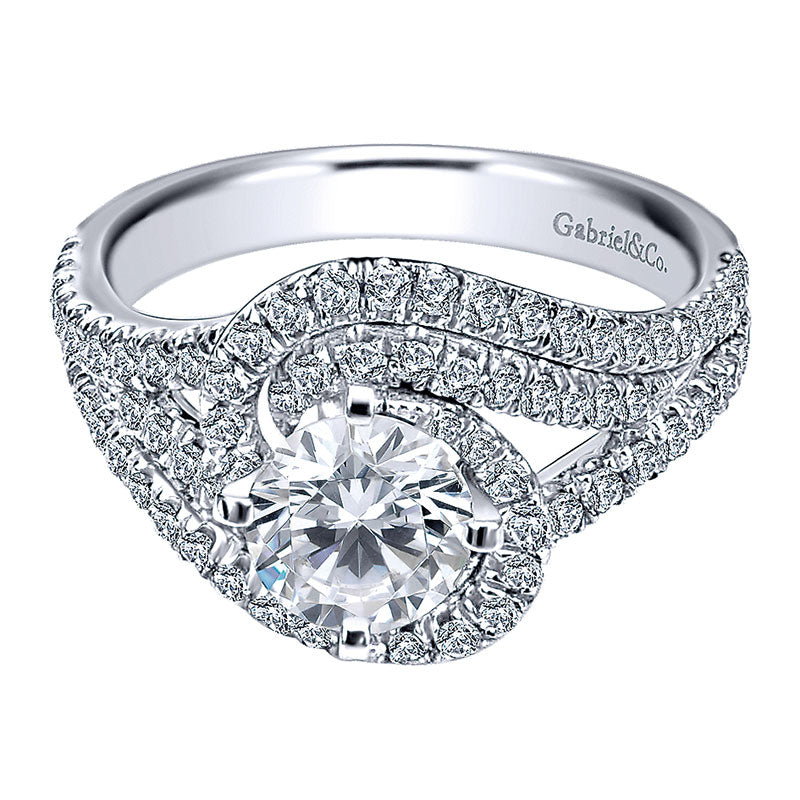 Engagement Ring 14k White Gold Diamond Halo