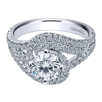 Engagement Ring 14k White Gold Diamond Halo