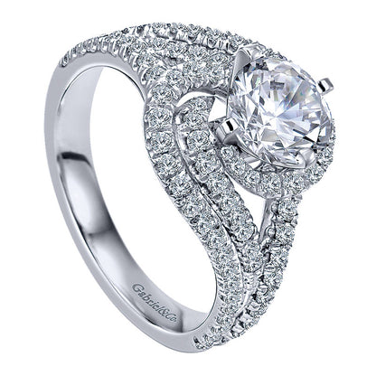 Engagement Ring 14k White Gold Diamond Halo