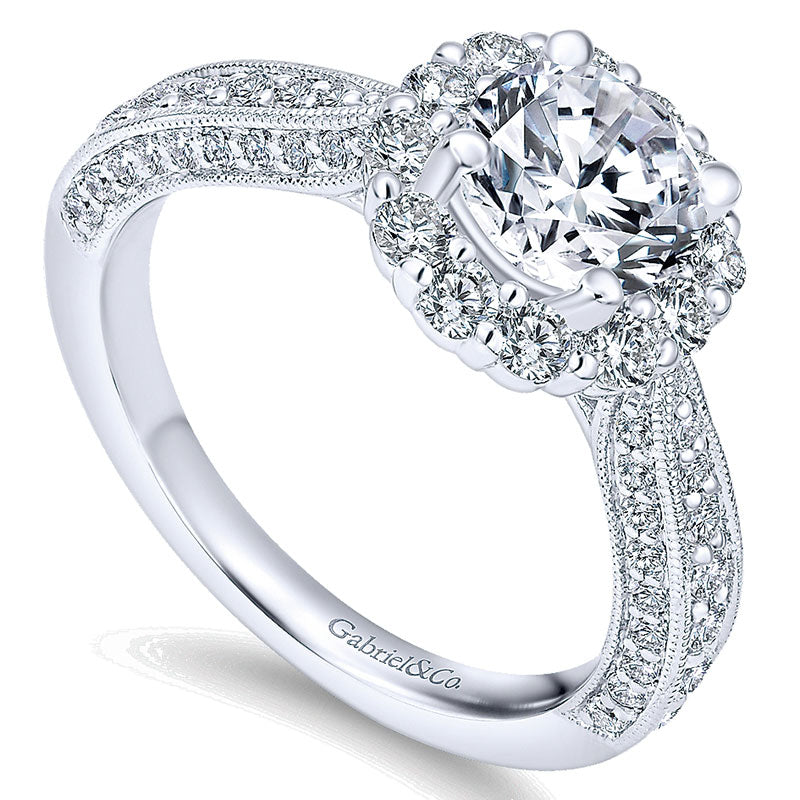 14K White Gold Diamond Halo 14K White Gold Engagement Ring ER10104W44Jj
