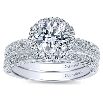 14K White Gold Diamond Halo 14K White Gold Engagement Ring ER10104W44Jj