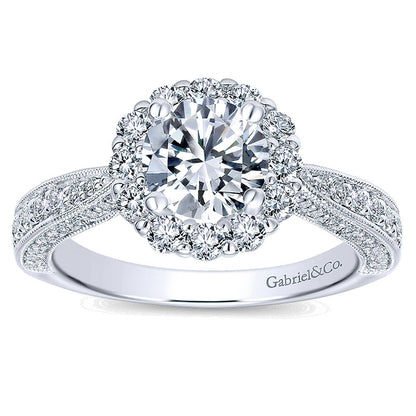14K White Gold Diamond Halo 14K White Gold Engagement Ring ER10104W44Jj