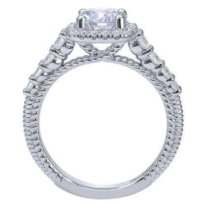 Engagement Ring 14k White Gold Diamond Halo