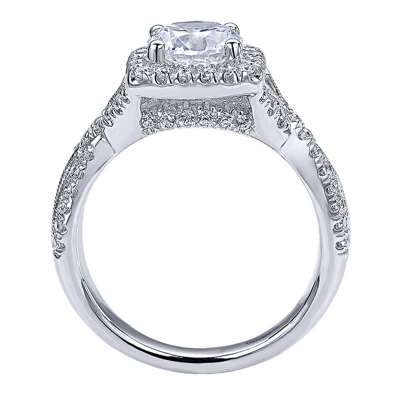Engagement Ring 14k White Gold Diamond Halo