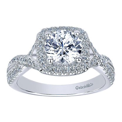Engagement Ring 14k White Gold Diamond Halo