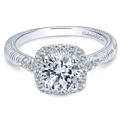14K White Gold Diamond Halo 14K White Gold Engagement Ring ER10280W44Jj