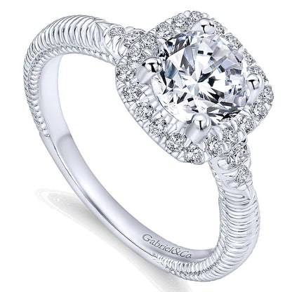 14K White Gold Diamond Halo 14K White Gold Engagement Ring ER10280W44Jj
