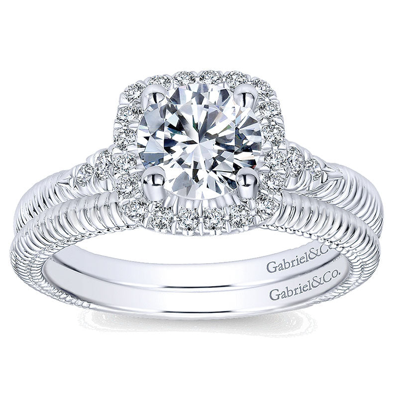 14K White Gold Diamond Halo 14K White Gold Engagement Ring ER10280W44Jj