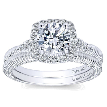 14K White Gold Diamond Halo 14K White Gold Engagement Ring ER10280W44Jj