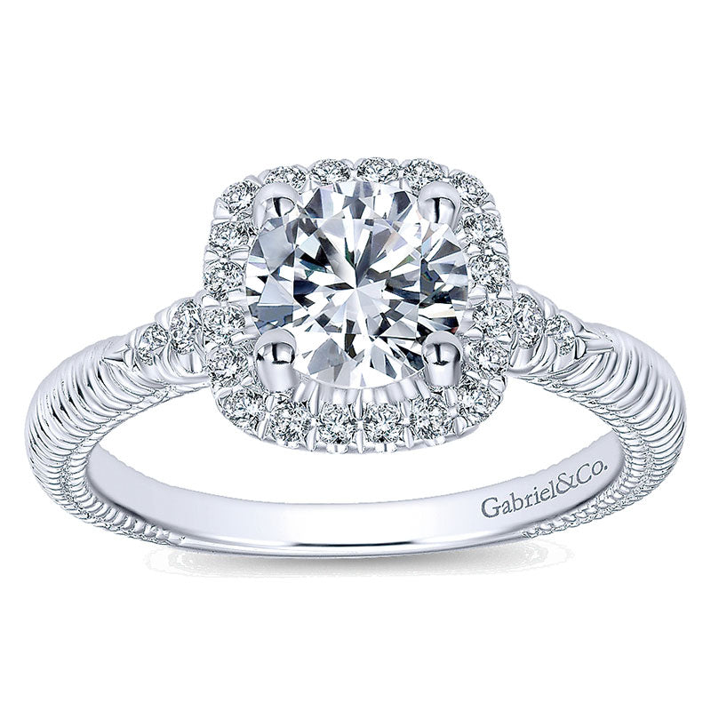 14K White Gold Diamond Halo 14K White Gold Engagement Ring ER10280W44Jj