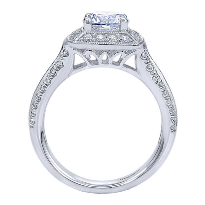 Engagement Ring 14k White Gold Diamond Halo