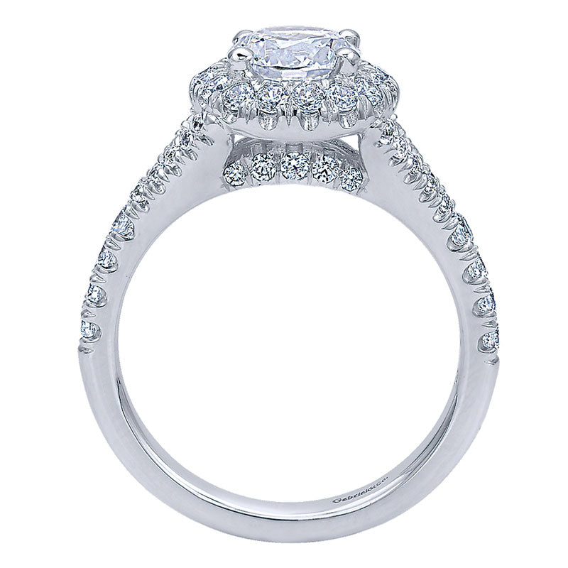 Engagement Ring 14k White Gold Diamond Halo