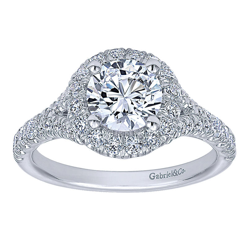 Engagement Ring 14k White Gold Diamond Halo