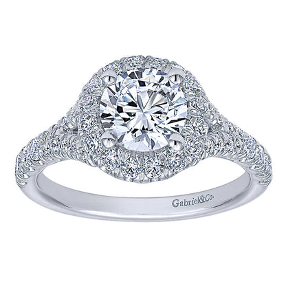 Engagement Ring 14k White Gold Diamond Halo