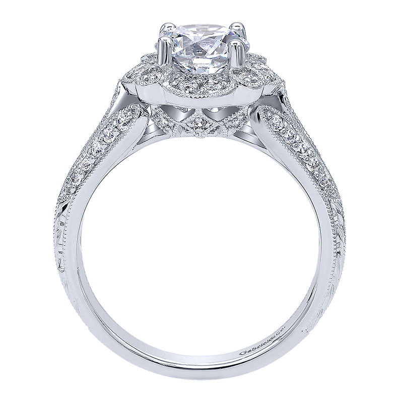 Engagement Ring 14k White Gold Diamond Halo