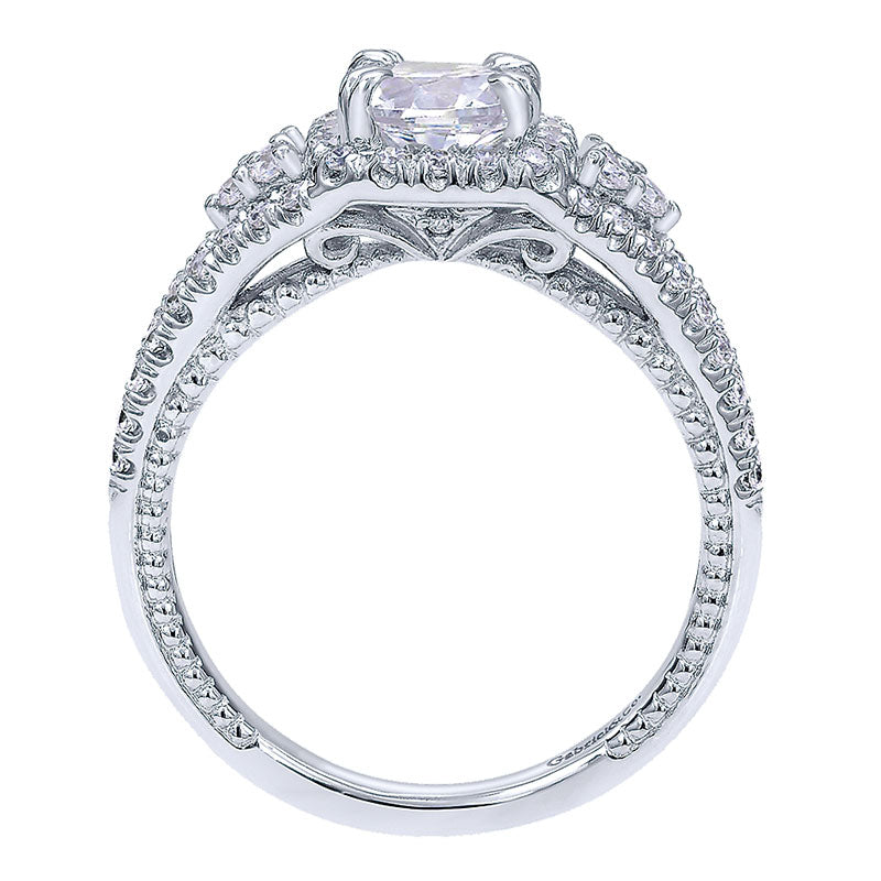 Engagement Ring 14k White Gold Diamond Halo