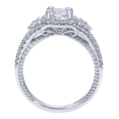 Engagement Ring 14k White Gold Diamond Halo