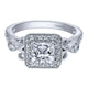 Engagement Ring 14k White Gold Diamond Halo