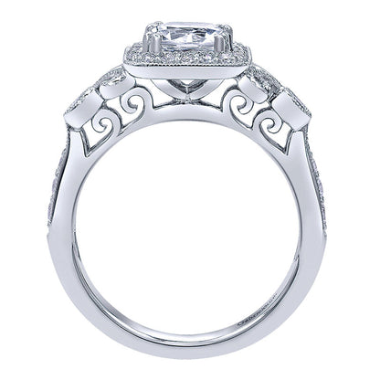 Engagement Ring 14k White Gold Diamond Halo
