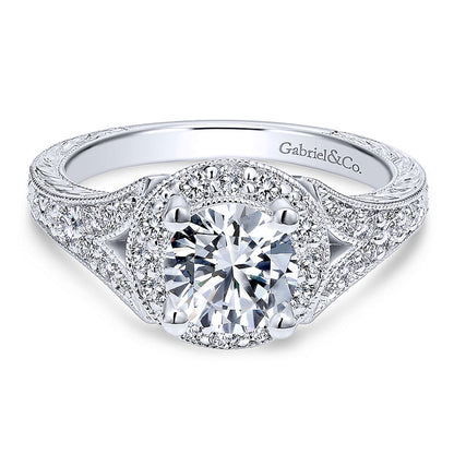 14K White Gold Diamond Halo 14K White Gold Engagement Ring ER11599R4W44Jj