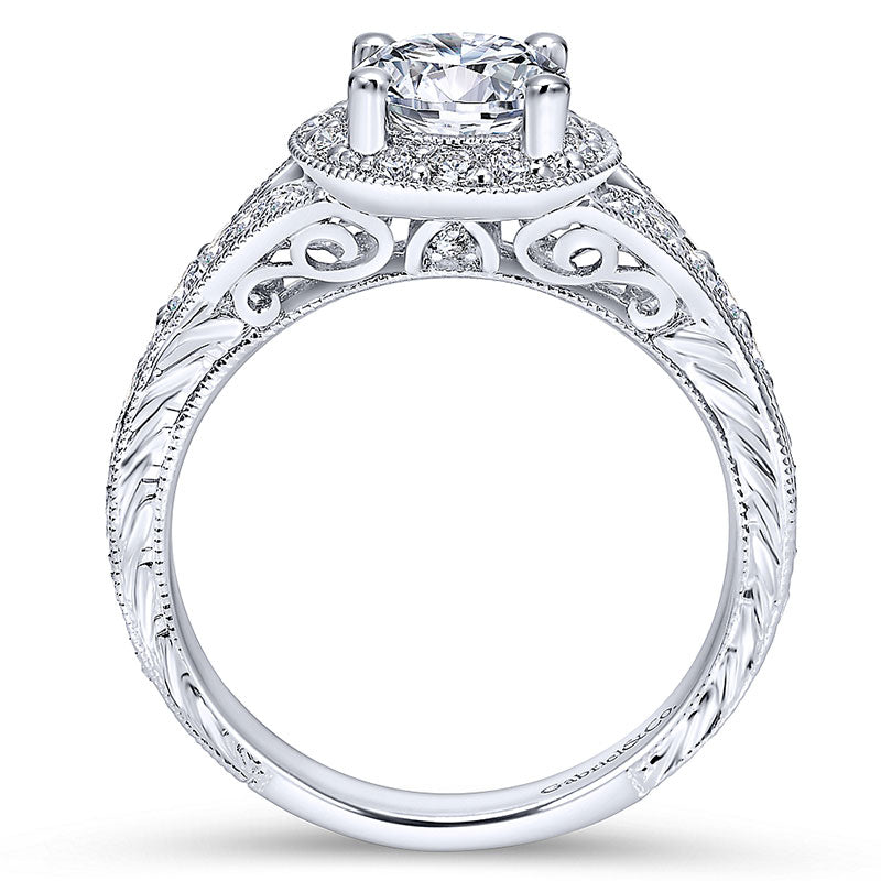 14K White Gold Diamond Halo 14K White Gold Engagement Ring ER11599R4W44Jj