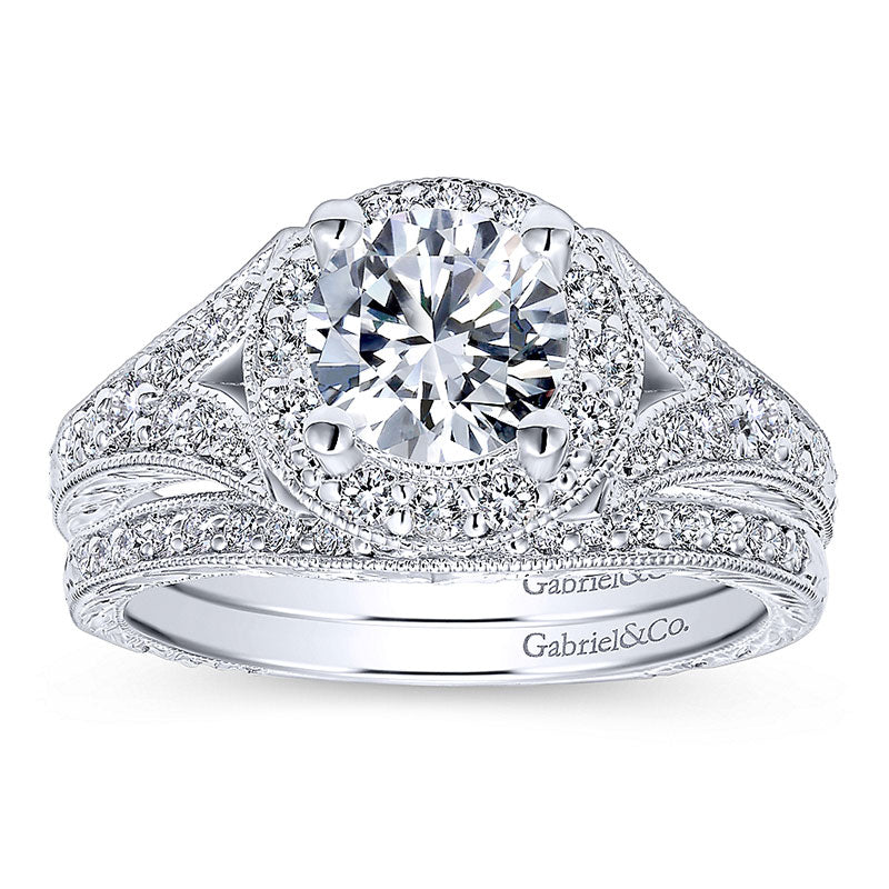 14K White Gold Diamond Halo 14K White Gold Engagement Ring ER11599R4W44Jj